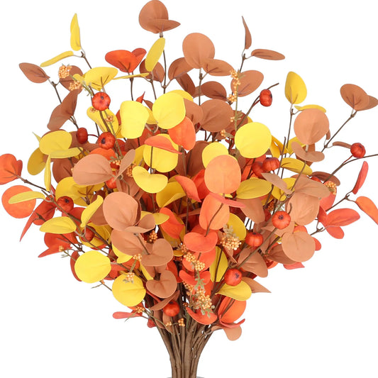 Artificial Eucalyptus Stems Fall Decorations Leaves Autumn Decorations Plants Home Room Table Decor Thanksgiving Halloween Decor