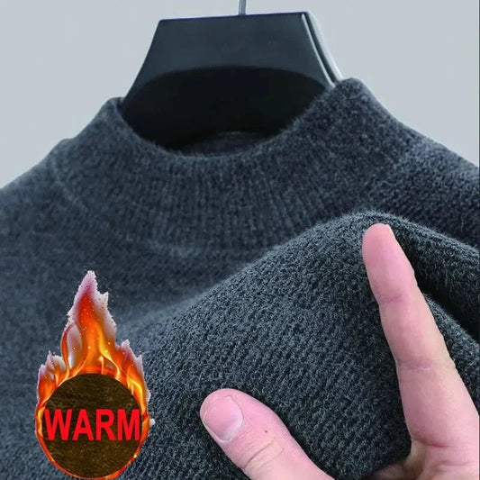 Mens Knitwear Sweater New Autumn Winter Long Sleeve Solid Color Pullovers Male Brand Casual Mens Clothing Warm Fleece Outwear Mmall USA