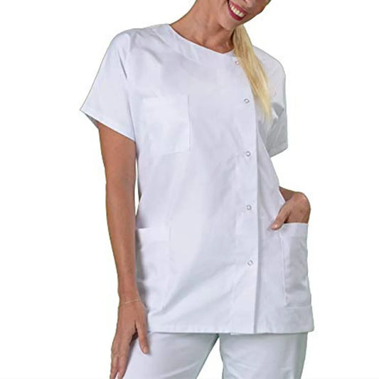 Women'S Nurse Scrub Top White Medical Clothing Uniform Scrubs Set Uniformes Clinicos Workwear Beautician Nursing Suits Tops