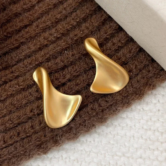 Real 925 Sterling Silver Distorted Irregular Geometric 18K Stud Earrings for Women Trendy Fine Jewelry Minimalist Accessories