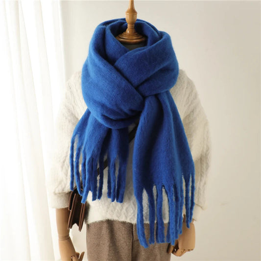 Winter Scarf for Women Cashmere Warm Solid Pashmina Blanket Wraps Female Thick Soft Bufanda Big Tassel Shawl Long Poncho Echarpe Mmall USA