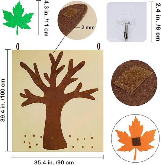 Thanksgiving Felt Tree Craft Kit Fall Tree Montessori Busy Board Family Decorations Activity Education Toy Wall Hanging Gifts