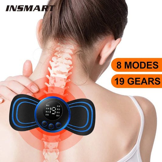 Neck Massager Mini Electric Neck Massage EMS Cervical Back Vertebra Massage Patch 8 Modes Relieve Relax Muscle Fatigue Tools Mmall USA