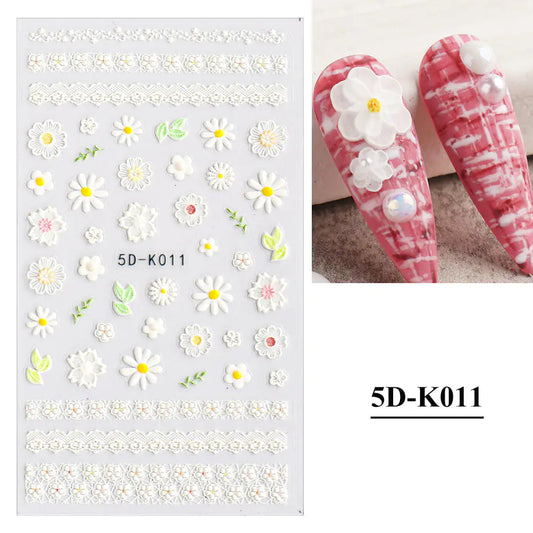 3D Hollow White Bridal Lace Butterfly Nail Stickers Mmall USA