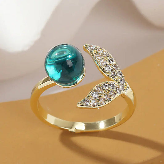 Creative Fashion Ocean Beads Mermaid Tail Ring Mmall USA