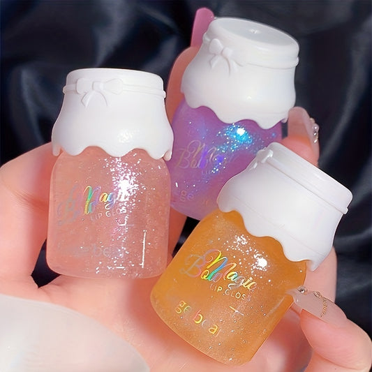 Milk Bottle Lip Gel - Vitamin E Enriched Shine, 12-Hour Hydration, Natural Nude Shade - Perfect Valentine's Day Gift