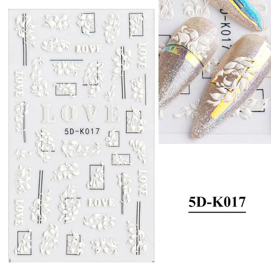 3D Hollow White Bridal Lace Butterfly Nail Stickers Mmall USA
