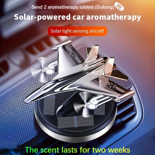 1pc Solar Rotating Car Aromatherapy Ornament, Car Fragrance Interior Fighter Ornament Decoration Supply Car Liquid Aromatherapy Air Freshener Car Accessories (Free Three Pieces Of Fragrance Tablets)