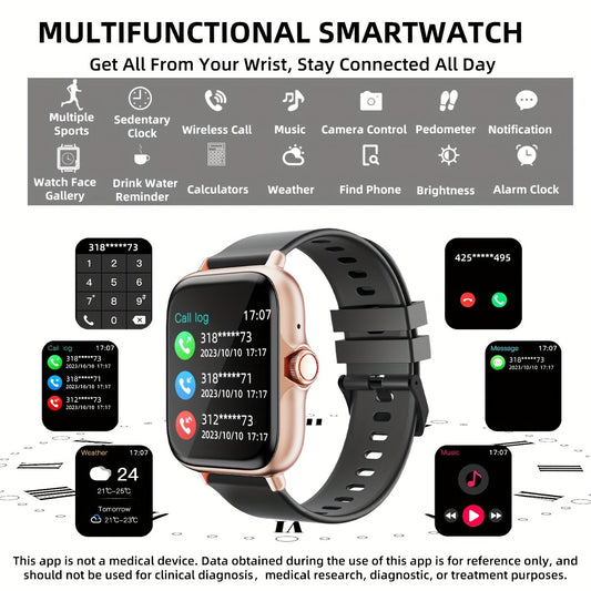Multifunctional Sports Smart Watch For Men & Women, 1.83'' Full Touch Screen With Wireless Calling & Messaging, Pedometer, Android-Compatible, Casual Style, Gift Idea