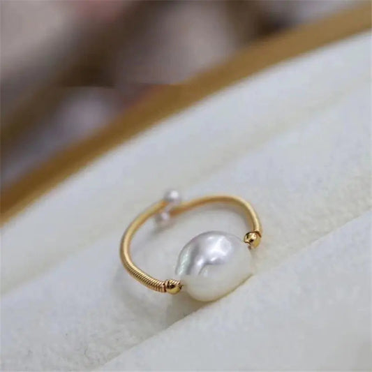 14K Gold Pearl Ring with Winding Design Mmall USA