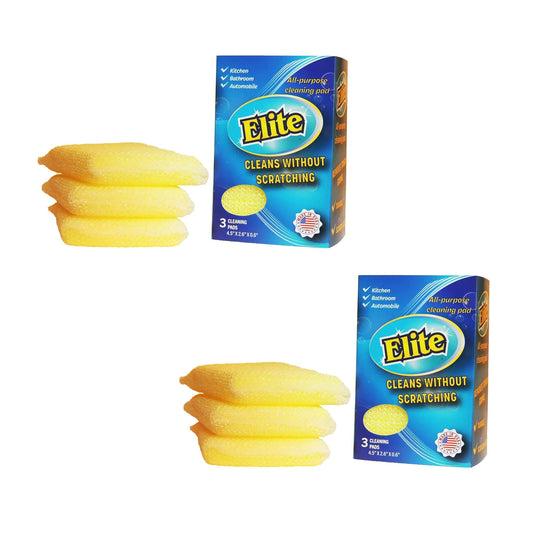 Elite All Purpose Cleaning Pad 6 Pads (2x3pack) Non Scratch Dish Sponge Scrubber Sponges for Kitchen and Household Use Made in USA Mmall USA