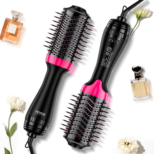 VEVOR Hair Blow Dryer Brush 4 in 1 Hair Dryer and Styler Volumizer with Negative Ion Ceramic Coating Barrel 65MM Oval Shape Less Frizz & Heat Damage Hot Air Brush for Straightening Drying Curling Mmall USA