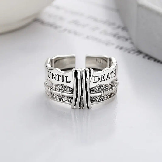 S925 Sterling Silver Vintage Distressed Ring Mmall USA