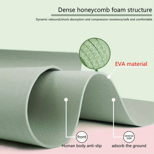 Thickened EVA Yoga Mat for Men & Women - Non-Slip, Waterproof Fitness Mat for Yoga, Pilates & Camping - Solid Color Exercise Mats in Green, Purple, Pink with Dense Honeycomb Foam Structure