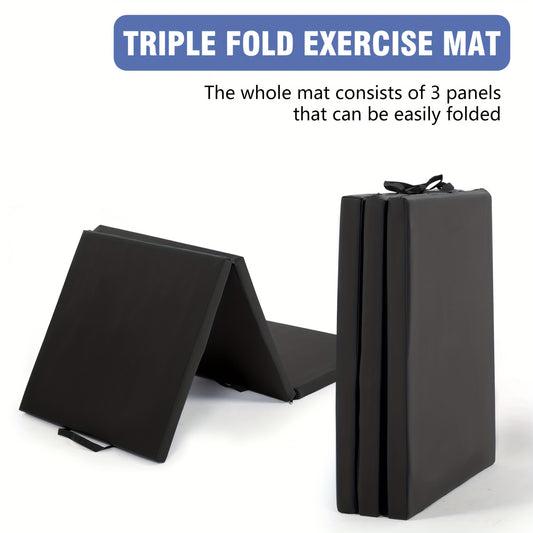Triple Fold Yoga Mat - Universal Super Thick High Density Anti-tear Folding Gymnastics Mat Anti-shock Cushion Aerobic Exercise Mat -  NBR Foam - For Yoga, Pilates, Fitness & Gymnastics - Perfect Gift for Fitness Enthusiasts