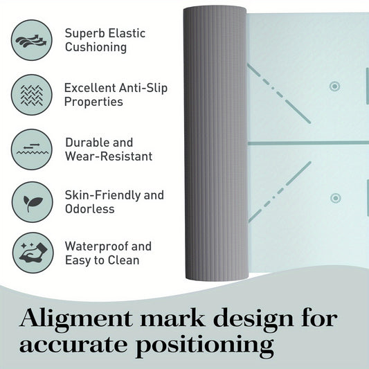 Thick Yoga Mat - Non Slip Yoga Mat with Alignment Mark, Anti-Tear Exercise & Fitness Mat for Yoga, Pilates & Floor Workouts, Carry Strap Included