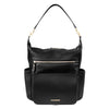 TWELVElittle Peek A Boo Convertible Hobo Diaperbag Backpack with Changing Pad Wipes Case and Stroller Clips Vegan Leather- Black