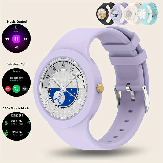 Fashion Smart Watch For Women 2024 New Arrivals 1.2Inch Round Screen Ladies Wristwatches Outdoor Exercise Fitness Tracker Multiple Sports Mode Steps Calories Sleep Monitoring Music Control Message Push Wireless Call Smartwatc