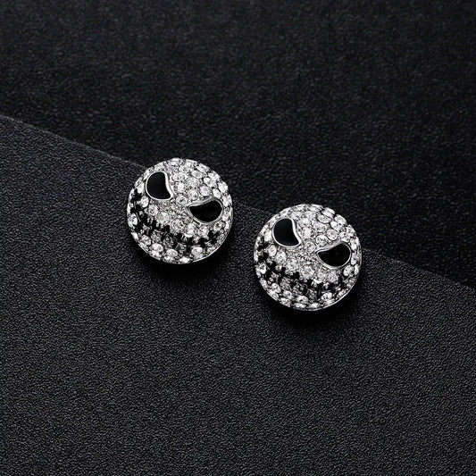 Rhinestone Skull Stud Earrings for Halloween