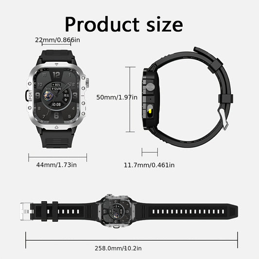 New Smart Watch 2.01 inch Large Screen LED Flashlight Outdoor Sports Watch Altimeter Barometer 100+Sports Mode Multimedia Information Viewing Weather Pedometer Fitness Tracker Compatible with Android for iphone Perfect Holida