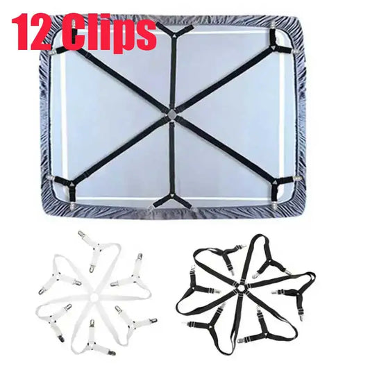 12 Clips Elastic Bed Sheet Clips, Sheet Fasteners for Slip-Resistant Bedding, Sofa Covers and Blankets, Household Tools