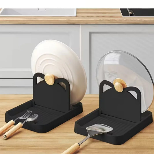 Kitchen counter spoon rack - pot lid rack and spoon rack - multi-purpose small tools to keep the countertop clean - silicone rac