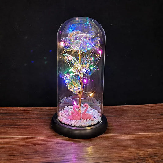 LED Enchanted Glass Rose Decor