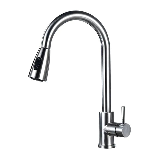 304 Stainless Steel Pull-out Kitchen Faucet with Dual Outlet