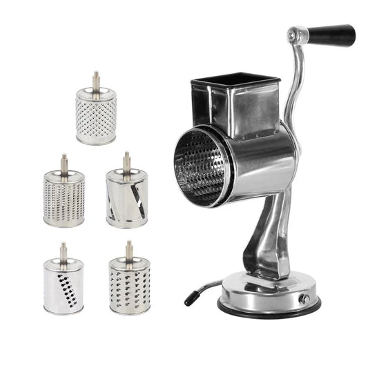 Stainless Steel Fantes Cheese Grater with Suction-Base And Five Drums Vegetable Cutter Slicer and Shredder