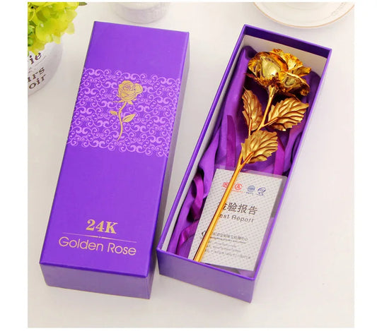 Best Gift For Girlfriend Golden Rose Wedding Decoration Golden Flower Valentine's Day Gift Gold Rose Gold Flower with Box  -15