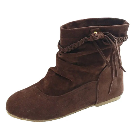 Autumn Winter Custom Women Boots Tassel Flat Ladies Ankle Boots Winter Hidden Wedges Women Shoes Big Size 34-43 WSH2245