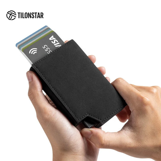 Factory Wholesale RFID Blocking Card Holder Pop up Leather Credit Card Holder Wallet