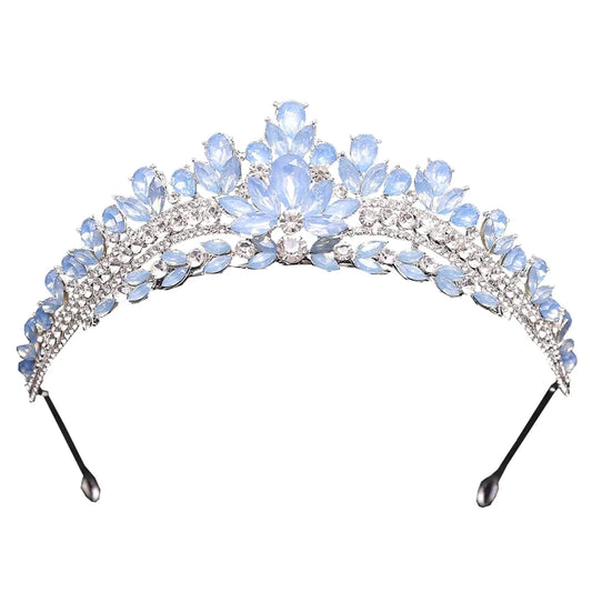 Yunyuebridal Women Princess Crown Blue Crystal Sweet 16 Hair Accessories for School Party HairbandLight Blue 1