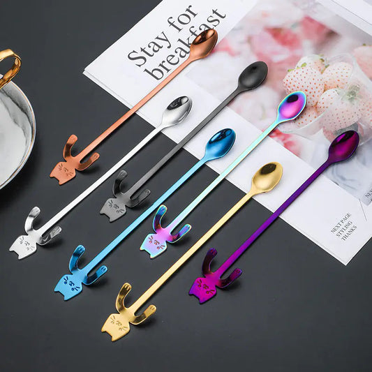 304 Stainless Steel Spoon - Cute Cat Design Stirring Spoon Mmall USA