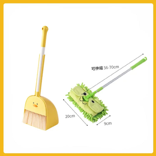 3-Piece Mop Set with Duck Broom and Dustpan for Kids