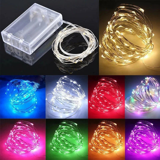 LED Copper Wire LED String lights 2M 3M 5M 10M Holiday lighting Fairy Garland For Christmas Tree Wedding Party Decoration