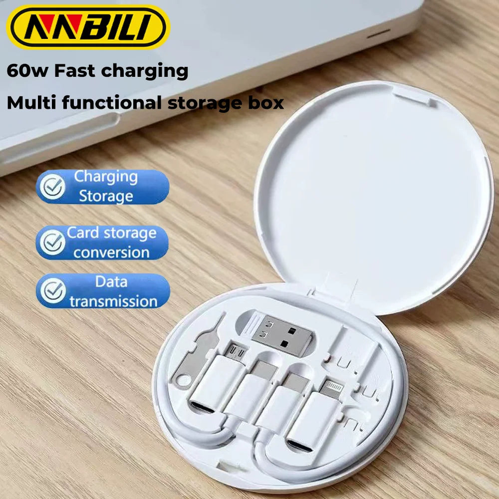 NNBILI Multifunctional USB Data Cable Set Storage Box with Multi USB Charging Adapter Cable Kit Usb To Type C Usb Adapter Mmall USA