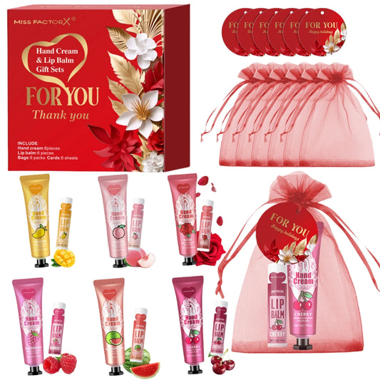 Wedding Gift 24PCS/box lip balm in bulk, hand cream in bulk thank you card and red gauze bag