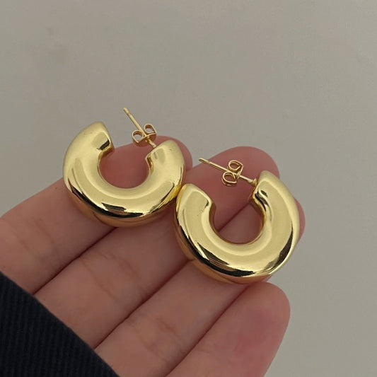 925 Sterling Silver Earrings For Women Trendy Simple Heavy Circle Earring Jewelry Prevent Allergy Party Christmas Accessories