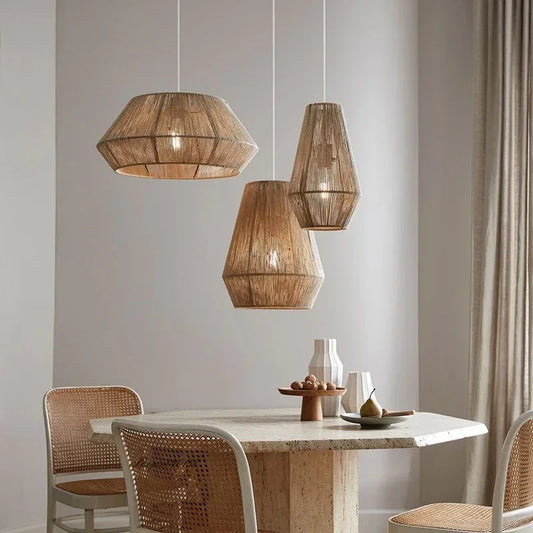 Sophisticated Vintage Rattan Pendant Lamp Chinese Style Artistic Hemp Rope for Restaurant Living Room Kitchen Unique Lighting