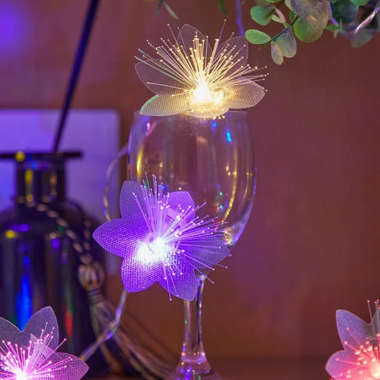 LED Flower Fairy Lights Garland Battery Operated Flower Twinkle String Light Copper Wire Lighting Wedding Christmas Decoration
