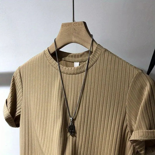 Men's Clothing  Silk Quick Dry Short Sleeve T-Shirt Summer New Arrival Lightweight Streetwear Brand Slim Fit Round Neck Casual