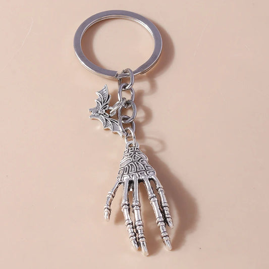 Cool Stainless Skull Hand Keychain Halloween Skeleton Claw keyring Pendants for Men Women Key Holder Handbag Decor Jewelry Gifts