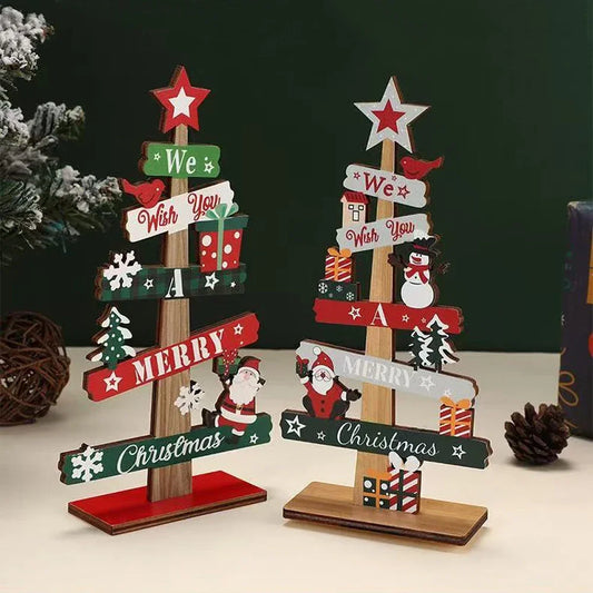 Runtow 1pc Wooden Xmas Tree Ornaments Santa Claus Snowman 2025 Merry Christmas Home Decoration New Year Desktop Decor Navidad