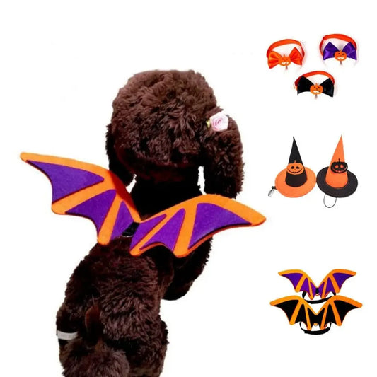 Non-woven Cat Bat Transformation Costume Adjustable Pumpkin Pattern Pet Bat Wings Bowknot Pet Halloween Costume Halloween