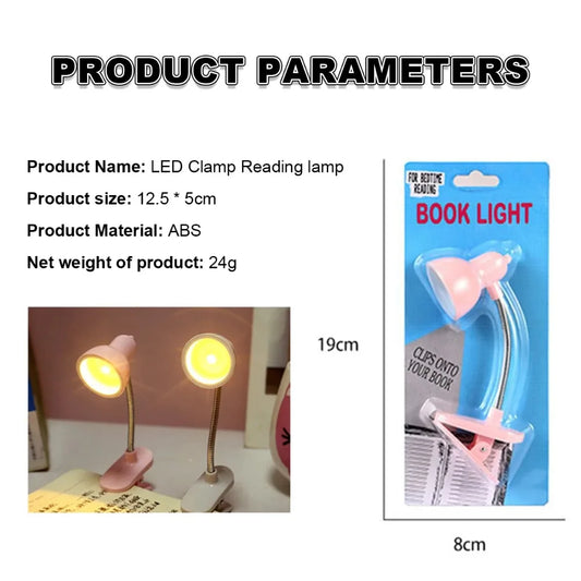 1Pcs Portable Eye-Friendly Reading Lamp - Warm & Bright Clip-On Light with Long-lasting Battery for Books and Desks Book Lamp