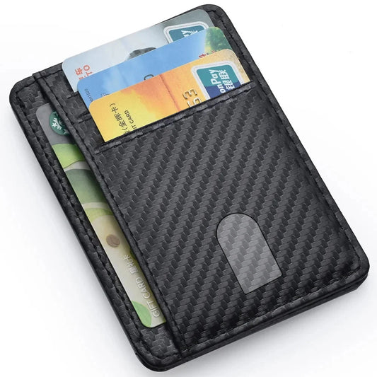 Men's Slim Thin Minimalist Front Pocket Wallets Men Anti Rfid Blocking Protected Magic ID Credit Card Holder PU Leather Wallets
