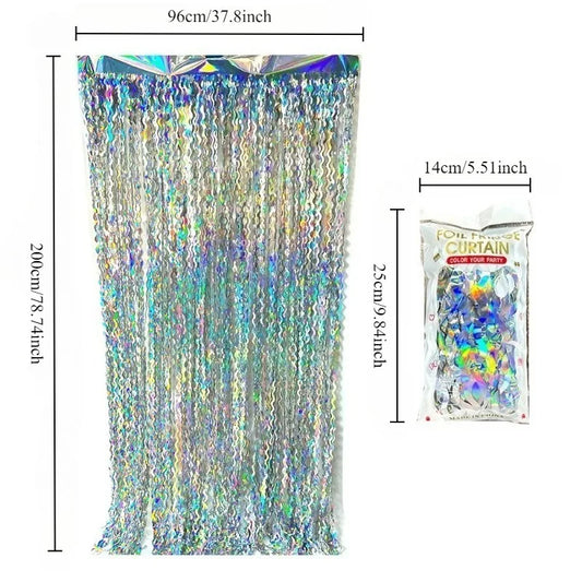 Disco Party Decor Foil Fringe Curtain 1/3/5PCS Sparkly Background Decoration for Birthday Wedding New Year Event