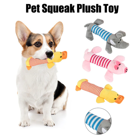 Fit for All Pets Dog Cat Fleece Toys Popular Squeak Chew Sound Dolls Elephant Duck Pig Pet Funny Plush Toys