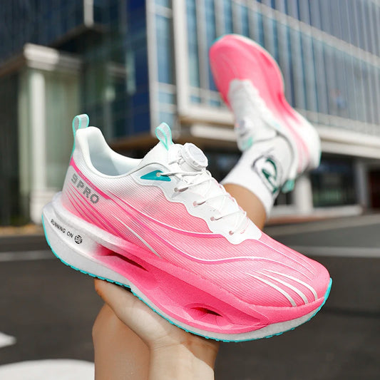 Couple's Casual Sports Running Shoes Men’s Cosy Lightweight Lace Up Carbon Plate Sports Non-slip Outdoor Athletic Male Sneakers